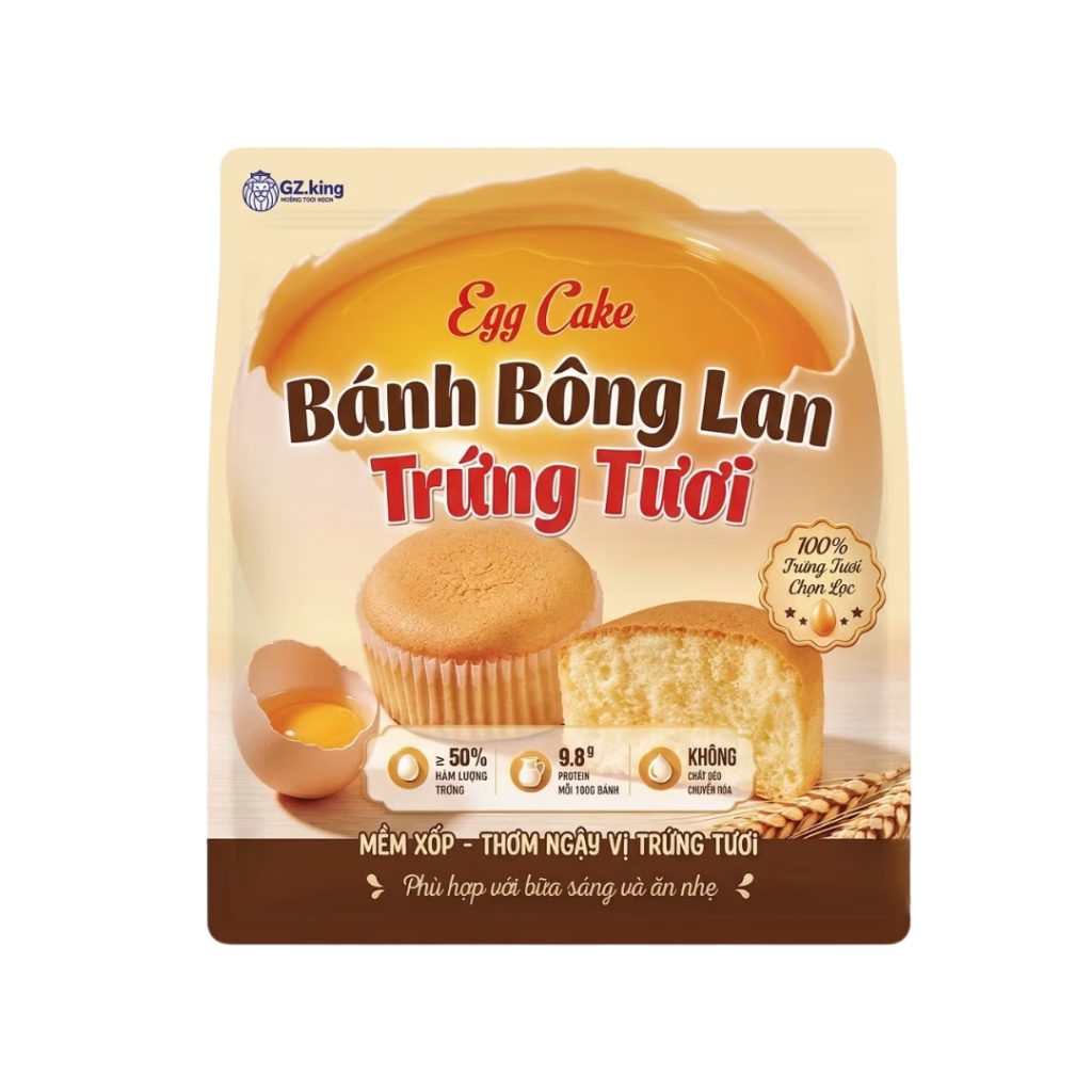 Bánh Bông Lan Trứng Tươi GZ.King 240g | Tea & Pop