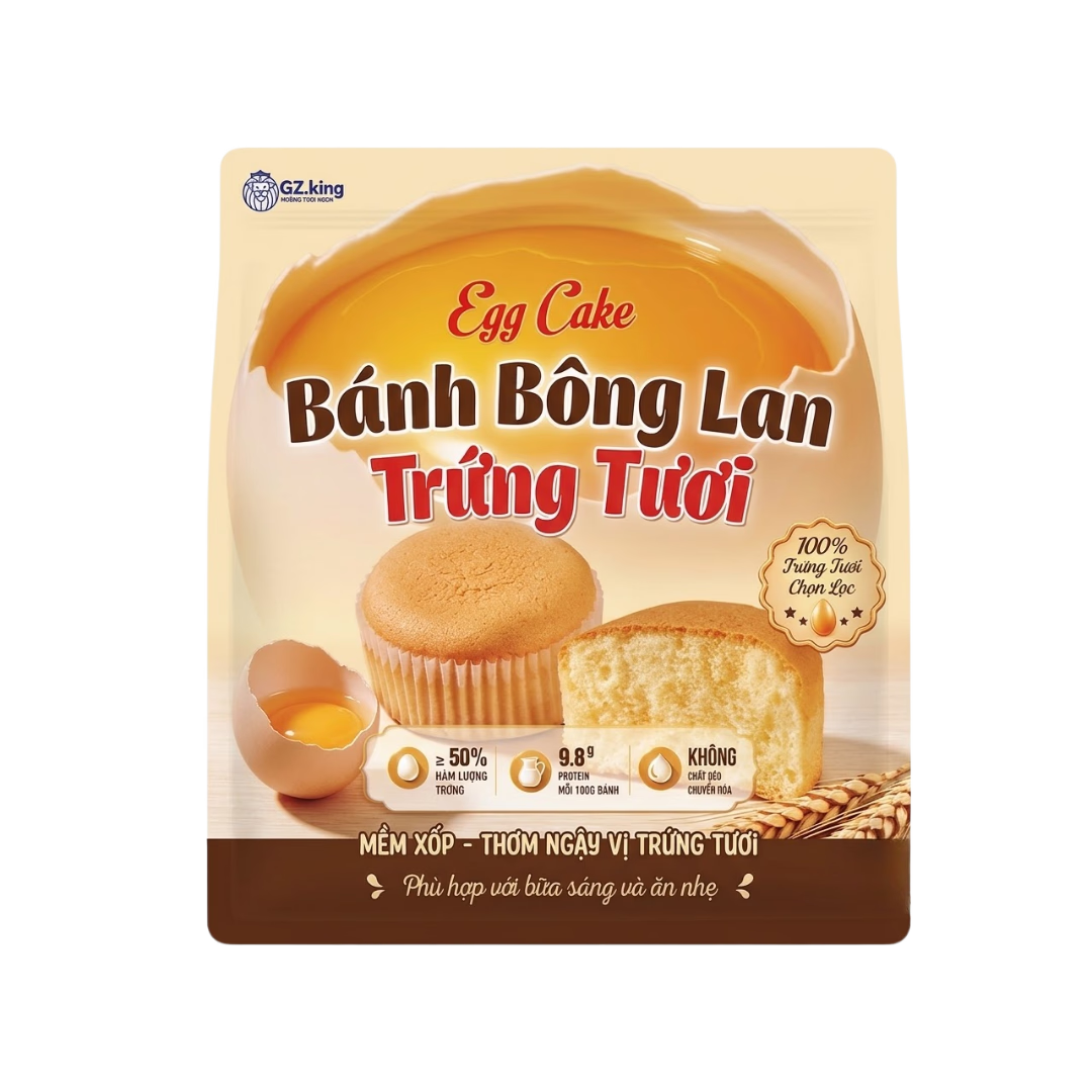 Bánh Bông Lan Trứng Tươi GZ.King 240g | Tea & Pop