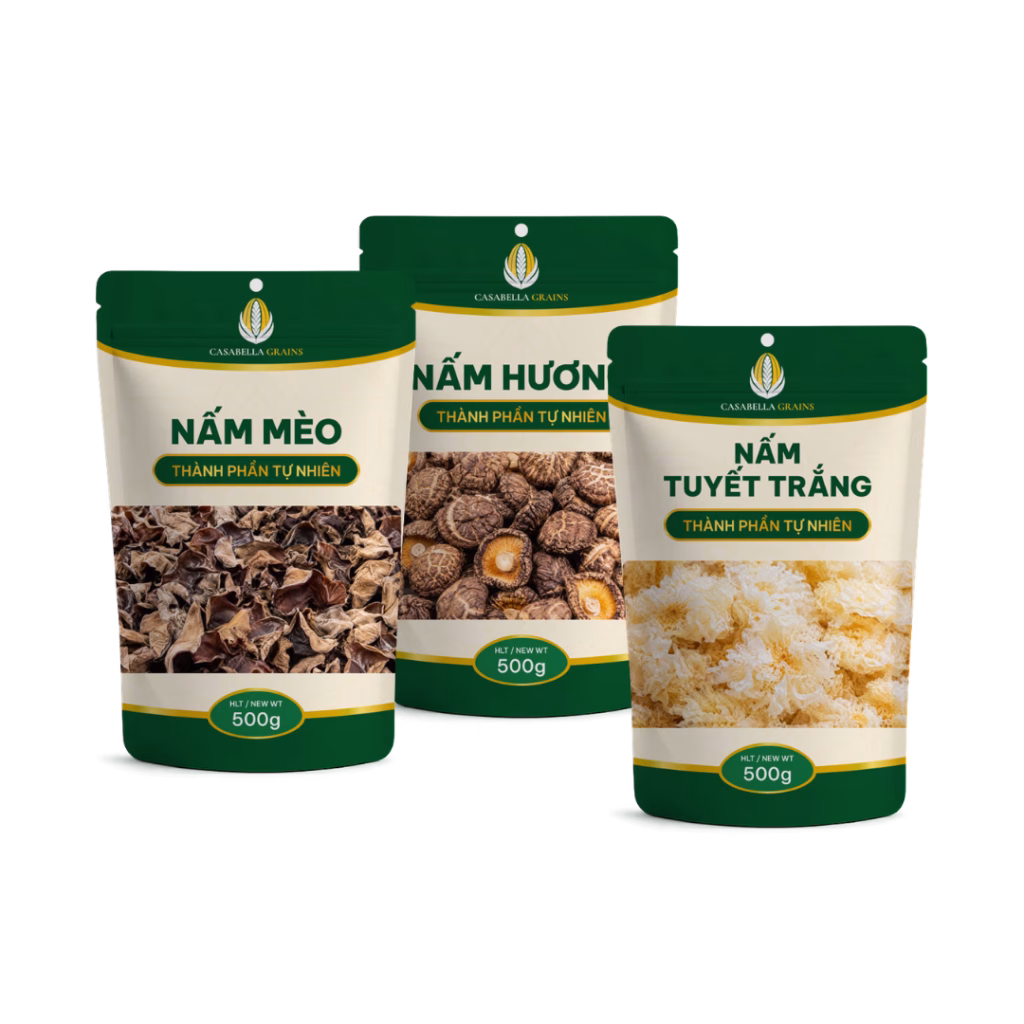 Combo 3 loại nấm cơ bản sấy khô 500g Casabella Grains