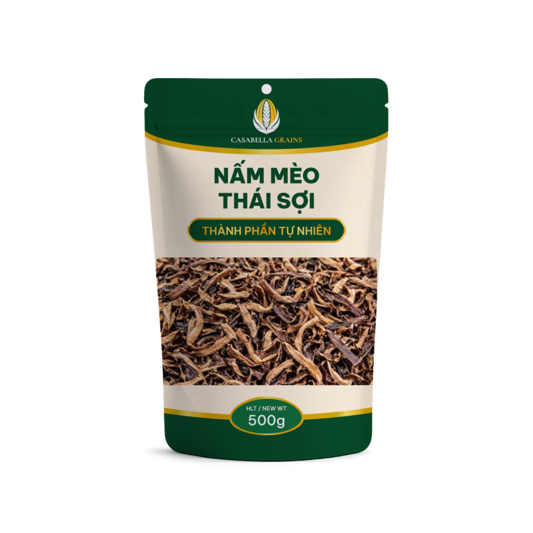 Nấm mèo thái sợi sấy khô 500g Casabella Grains