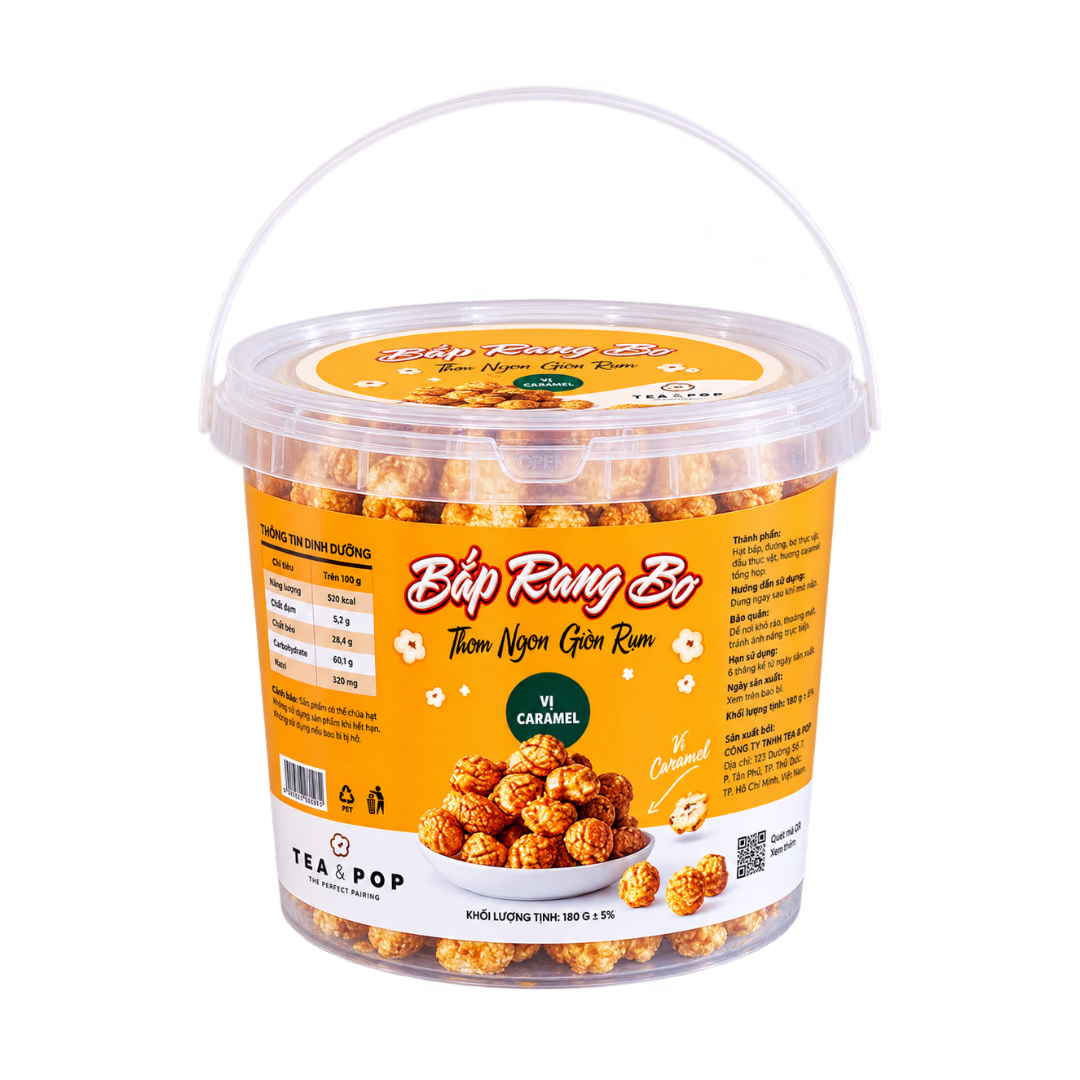 Xô Bắp Rang Bơ Vị Caramel 195g | Tea & Pop