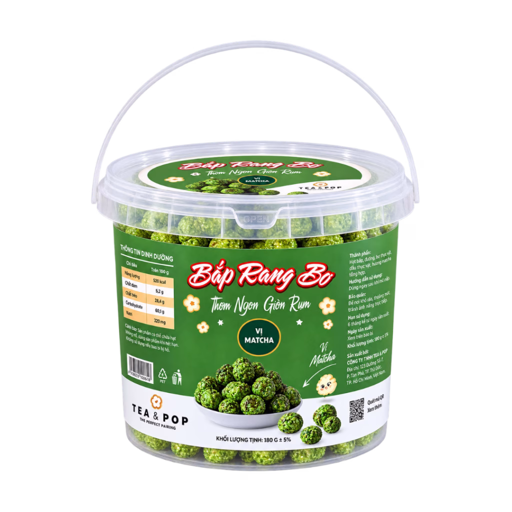 Xô bắp rang bơ Tea&Pop vị matcha