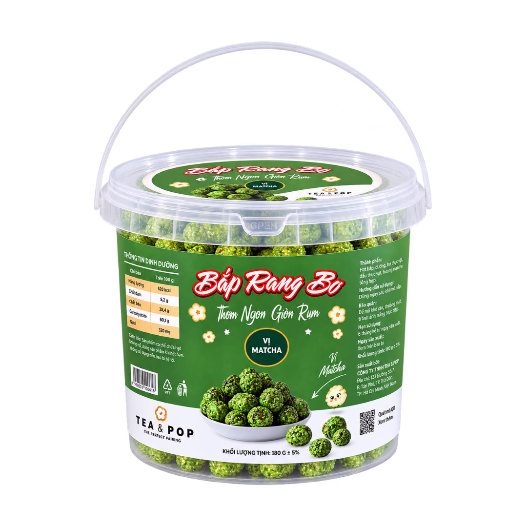 Xô bắp rang bơ Tea&Pop vị matcha