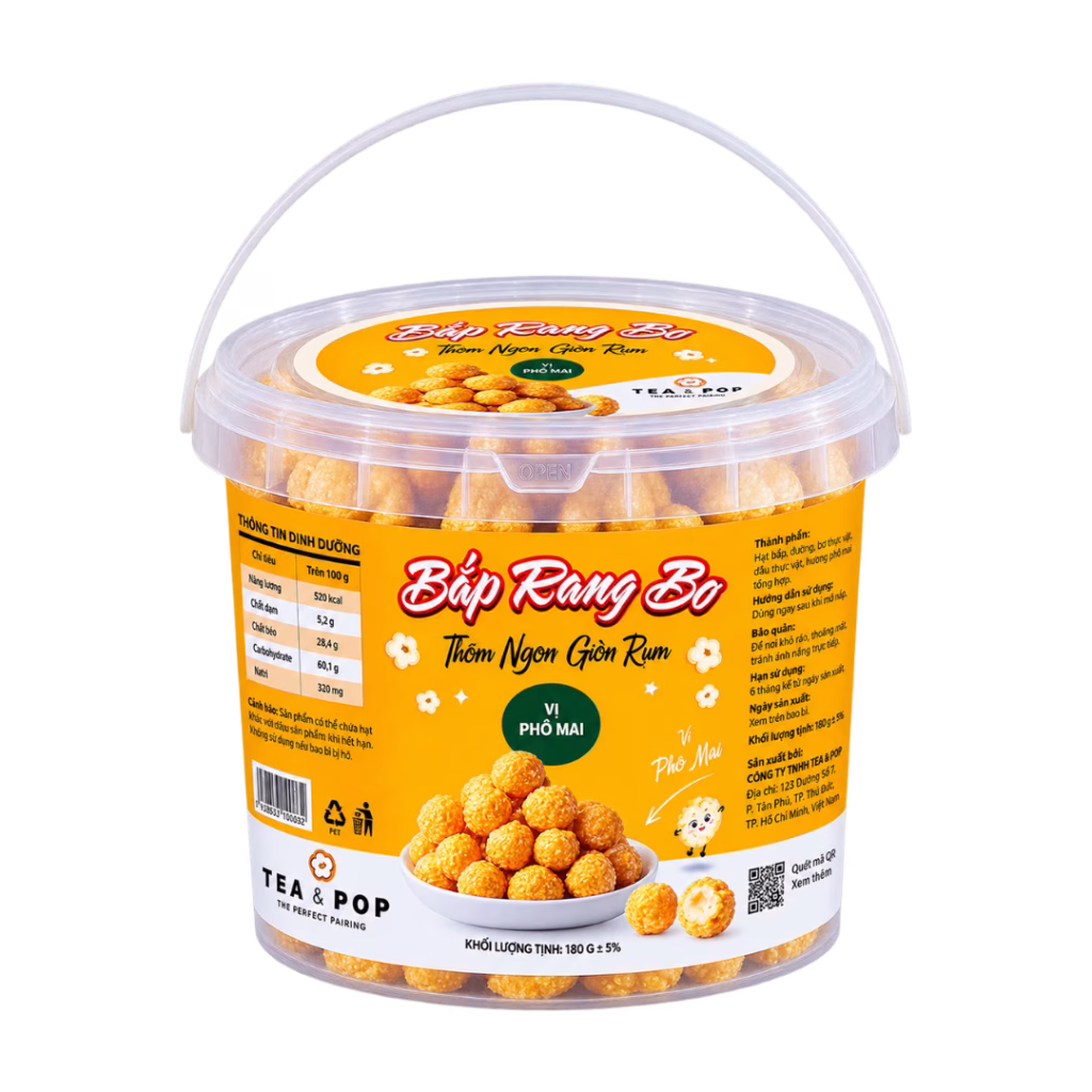Xô Bắp Rang Bơ Vị Phô Mai 195g | Tea & Pop