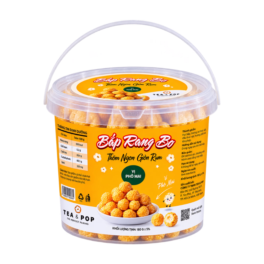 Xô Bắp Rang Bơ Vị Phô Mai 195g | Tea & Pop