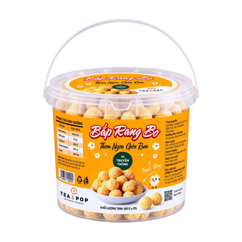 Xô Bắp Rang Bơ Vị Truyền Thống 195g | Tea & Pop