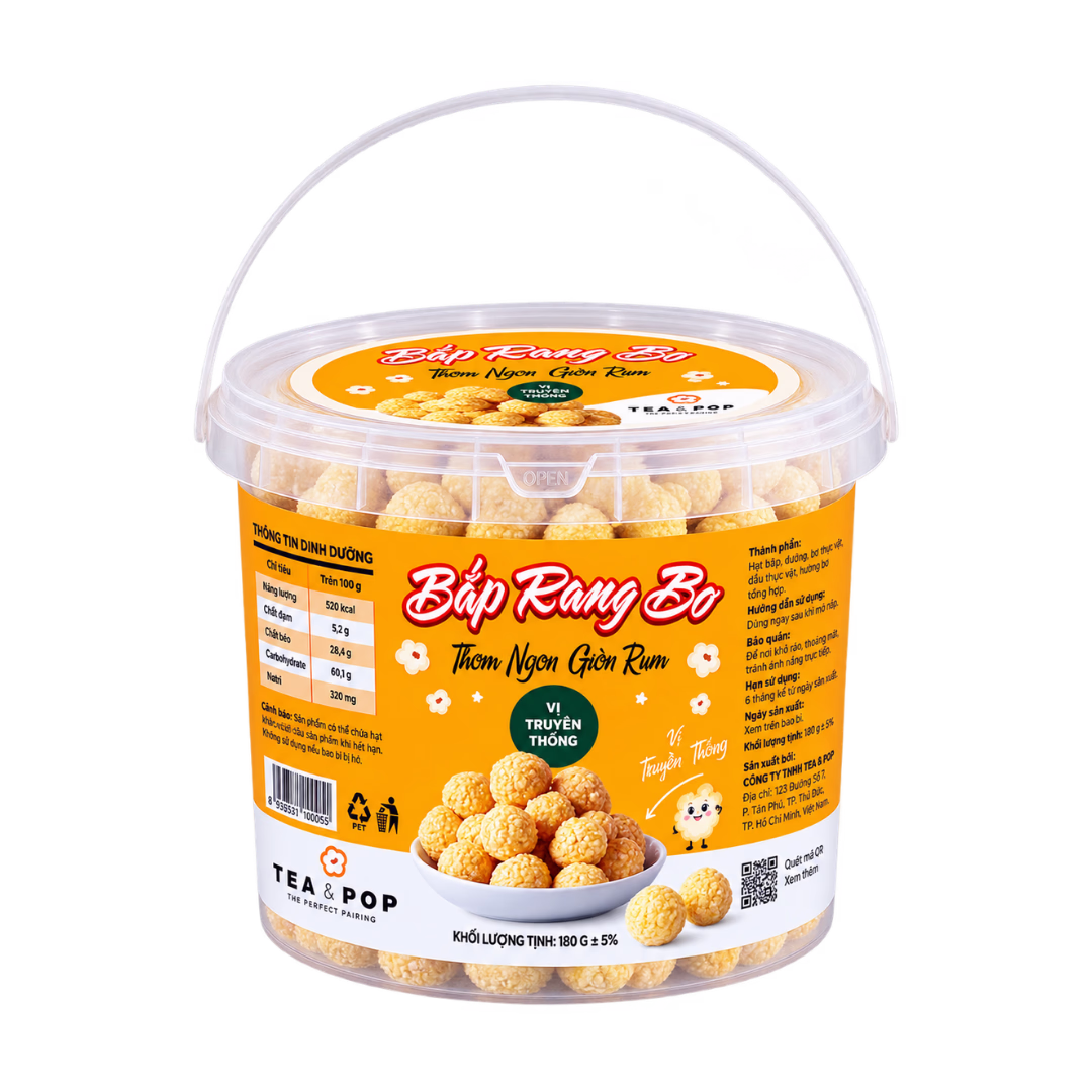 Xô Bắp Rang Bơ Vị Truyền Thống 195g | Tea & Pop