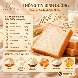 Bánh mì sữa GZ.King – Thông tin dinh dưỡng