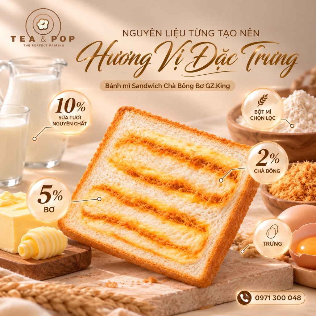 Hương vị sandwich chà bông bơ