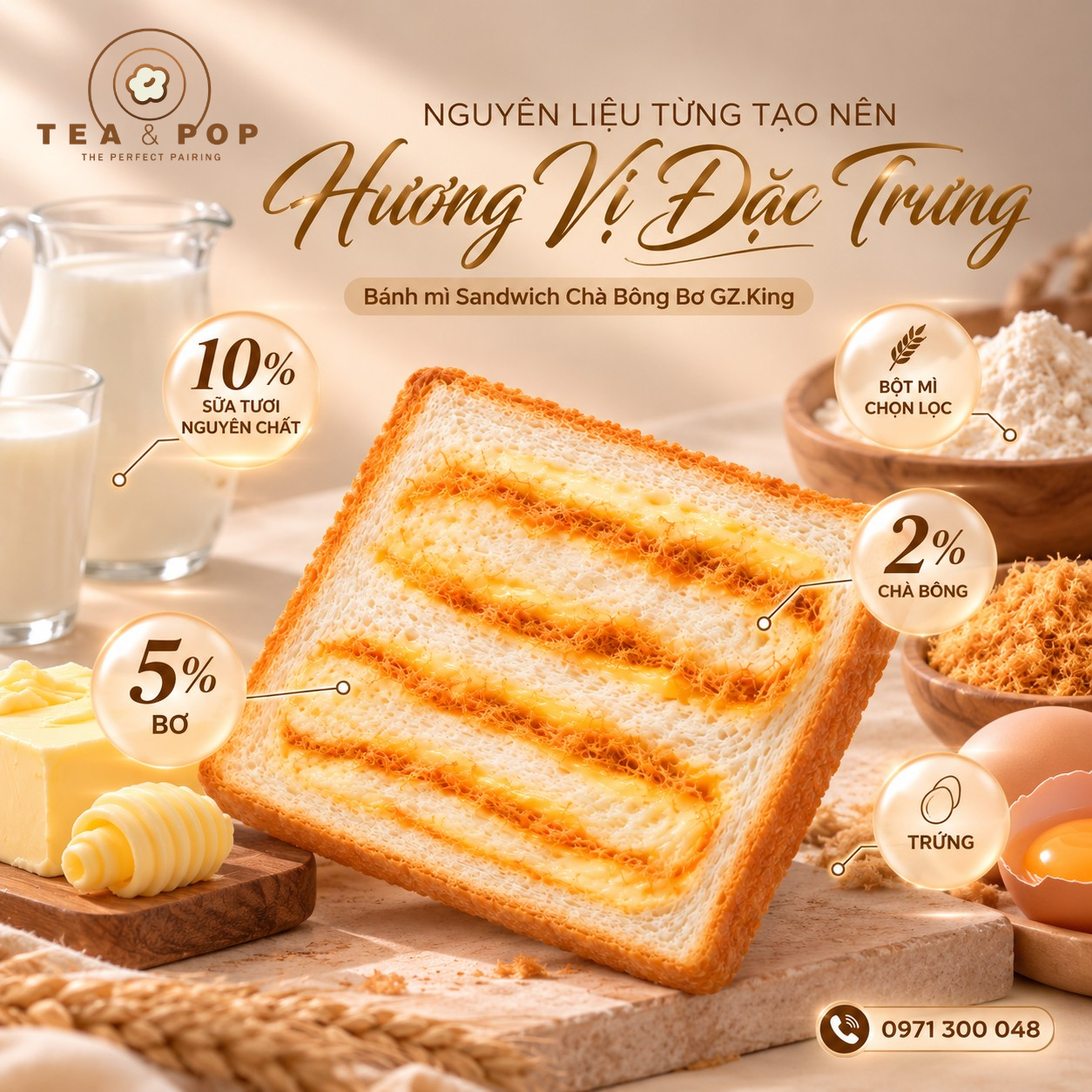 Hương vị sandwich chà bông bơ