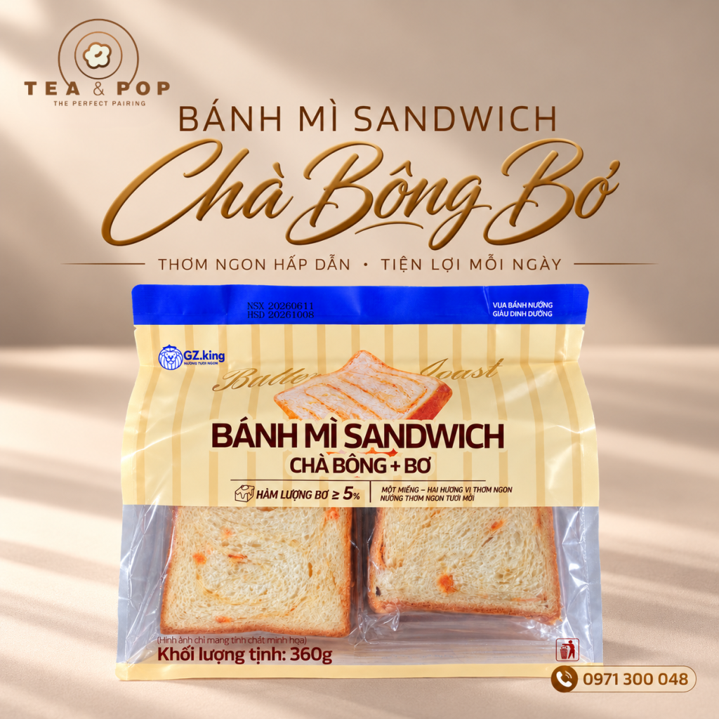 Quảng cáo bánh mì sandwich chà bông bơ