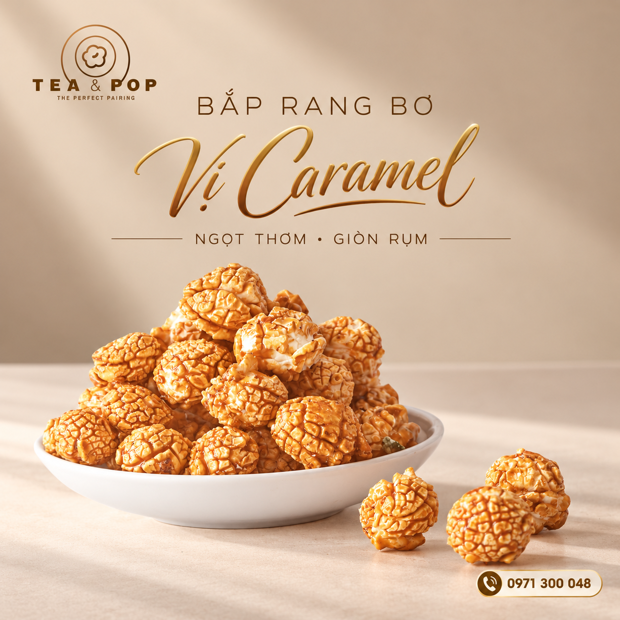 Quảng cáo bắp rang caramel sang trọng