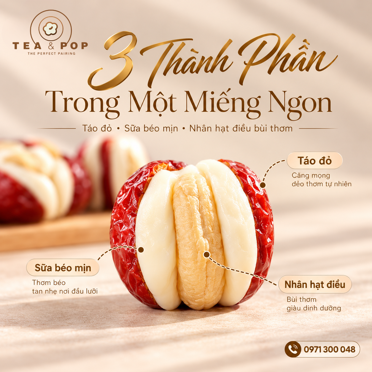 Táo Đỏ Nhân Sữa Hạt Điều