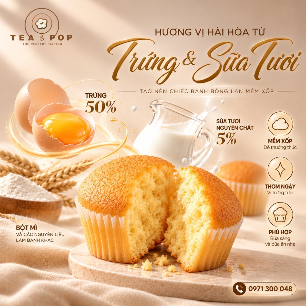 Trứng Sữa Và Bánh Bông Lan Mềm Xốp